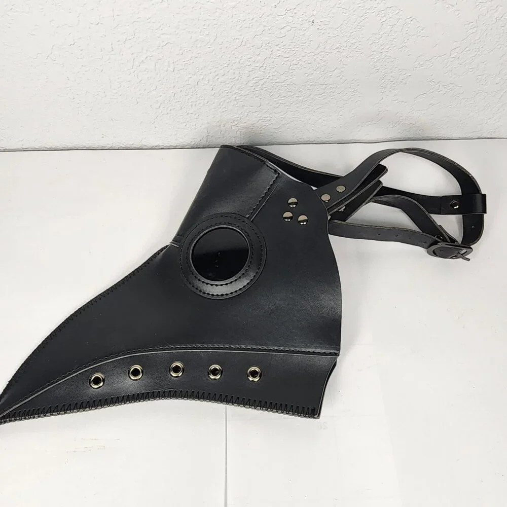 Steampunk Plague Doctor Mask - Black & Silver Raven/Crow Cosplay (One Size)